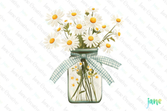 Daisy Jar Spring Rustic Farm Vintage Clipart Product Image 1