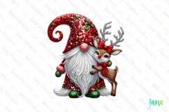 Sparkling Christmas Gnome And Reindeer Clipart Product Image 1