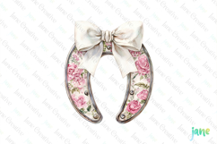 Pink Chinoiserie Cowgirl Horseshoe Clipart Product Image 1
