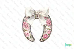 Pink Chinoiserie Cowgirl Horseshoe Clipart Product Image 1