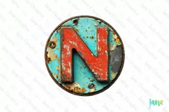 Antique Round Metal Alphabet Letter N Clipart Product Image 1