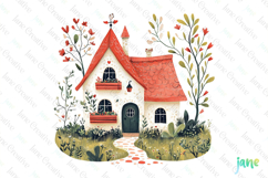 House Spring Rustic Farm Vintage Clipart Product Image 1