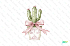 Pink Chinoiserie Cowgirl Cactus Clipart Product Image 1