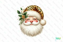 Glitter Leopard Christmas Santa Claus Clipart Product Image 1
