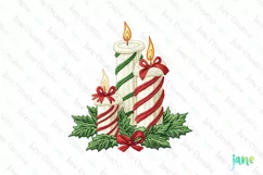Embroidered Christmas Candles Sublimation PNG Clipart Product Image 1