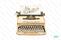 Boho Spring Floral Typewriter Sublimation Clipart Product Image 1