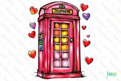 Valentine&#039;s Day British-style Telephone Booth Clipart Product Image 1