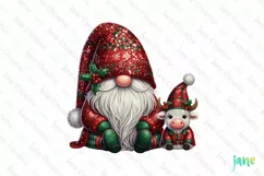 Sparkling Christmas Gnome And Highland Cow Clipart Product Image 1