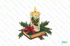 Embroidered Christmas Candle And Book PNG Clipart Product Image 1