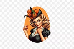 Vintage Pin Up Halloween Girl Clipart Product Image 2