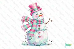 Pastel Preppy Christmas Snowman Clipart Product Image 1