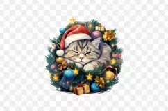 Lazy American Shorthair Cat At Christmas Clipart Product Image 2