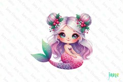 Pastel Christmas Mermaid Clipart Product Image 1