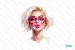 Retro Girl Blowing A Bubblegum Clipart Product Image 1