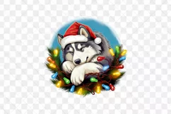 Lazy Siberian Husky Dog At Christmas Clipart Product Image 2