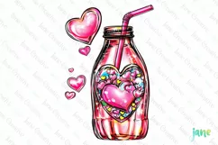 Valentine's Day Vintage Glass Soda Bottle Clipart Product Image 1