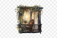 Winter Balcony At Night Sublimation Clipart Product Image 3