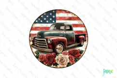 American Truck Rustic Round Metal Sign Clipart Product Image 1