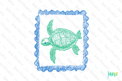 Coquette Coastal Summer Sea Turtle Frame Clipart Product Image 1