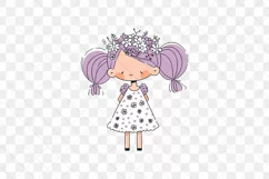 Girl With Flowers Children's Book Clipart Product Image 2
