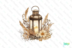 Boho Spring Floral Lantern Sublimation Clipart Product Image 1