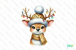 Glitter Leopard Christmas Reindeer Clipart Product Image 1