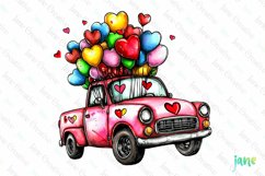 Valentine&#039;s Day Pink Car Clipart Product Image 1