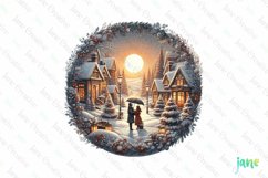 Winter Scene Wreath Sublimation Clipart Product Image 1