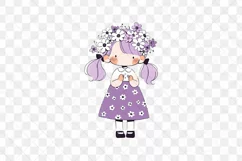 Girl With Flowers Children's Book Clipart Product Image 2
