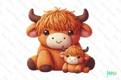 Knitted Highland Cow for Mother's Day Clipart Product Image 1