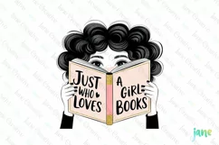Whimsical Just A Girl Who Loves Books Clipart Product Image 1