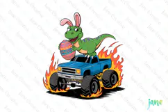 Easter T rex Truck Funny Gamer Boys Kids Clipart Product Image 1