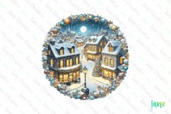 Winter Scene Wreath Sublimation Clipart Product Image 1