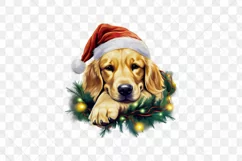 Lazy Golden Retriever Dog At Christmas Clipart Product Image 2