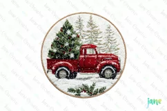 Embroidered Christmas Farm Truck Ornament Clipart Product Image 1