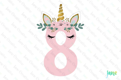 8th Birthday Girl Unicorn Number Clipart Product Image 1