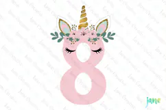 8th Birthday Girl Unicorn Number Clipart Product Image 1