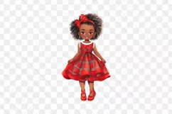 Red Plaid Christmas African Girl Clipart Product Image 3