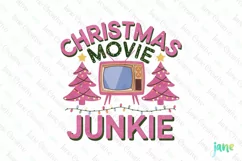Retro Pink Christmas Movie Junkie Clipart Product Image 1