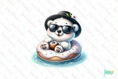 Summer Polar Bear On Float Clipart Product Image 1