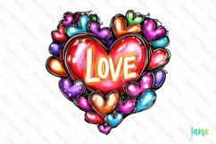 Valentine&#039;s Day Pink Heart-shaped Balloon Clipart Product Image 1