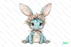 Baby Dragon With Bunny Ears Sublimation Clipart Product Image 1