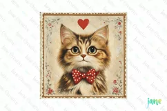 Vintage Maine Coon Cat Card Sublimation Clipart Product Image 1