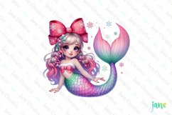 Pastel Christmas Mermaid Clipart Product Image 1