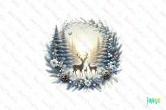 Winter Scene Wreath Sublimation Clipart Product Image 1