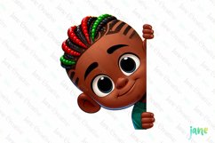 Peeking African American Little Boy Clipart Product Image 1