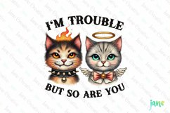 Funny Sarcastic Cat I&#039;m Trouble But So Are You Product Image 1