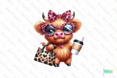 Leopard Fashion Highland Cow Clipart Product Image 1