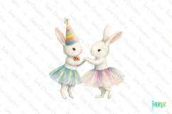 Easter Party Bunnies Dancing Sublimation Clipart Product Image 1