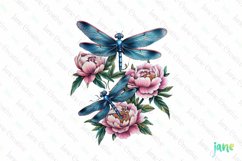 Dragonfly And Flowers Tatoo Clipart Product Image 1